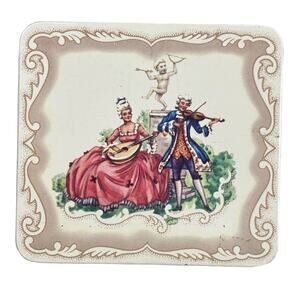 Vintage Hinged Lid Tin Made in England Musical Couple Candy Mints Cigarettes Box